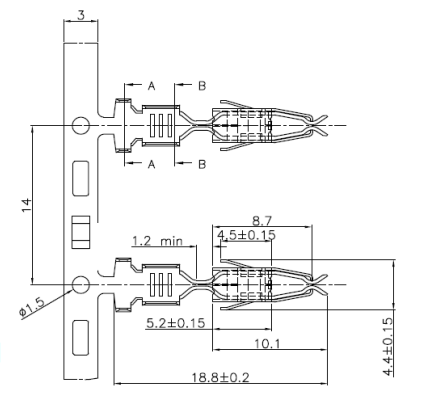 Automotive Connector Terminals HY8801-2 ( Equivalent TE 965999-2 )