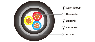 2 Cores - 5 Cores Double Steel Tape Armoured Low Voltage Power Cable to IEC60502