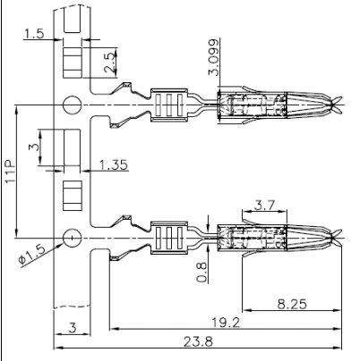 Automotive Connector Terminals HY8807-1 ( Equivalent TE 964274-2 )